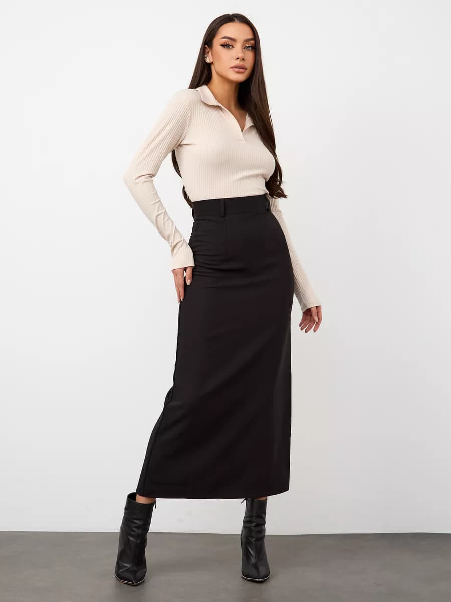 Юбка длинная карандаш с разрезом