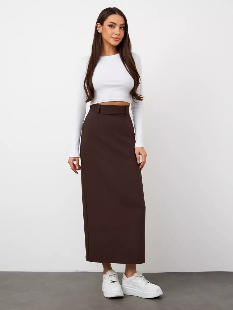 Юбка длинная карандаш с разрезом - фото 1