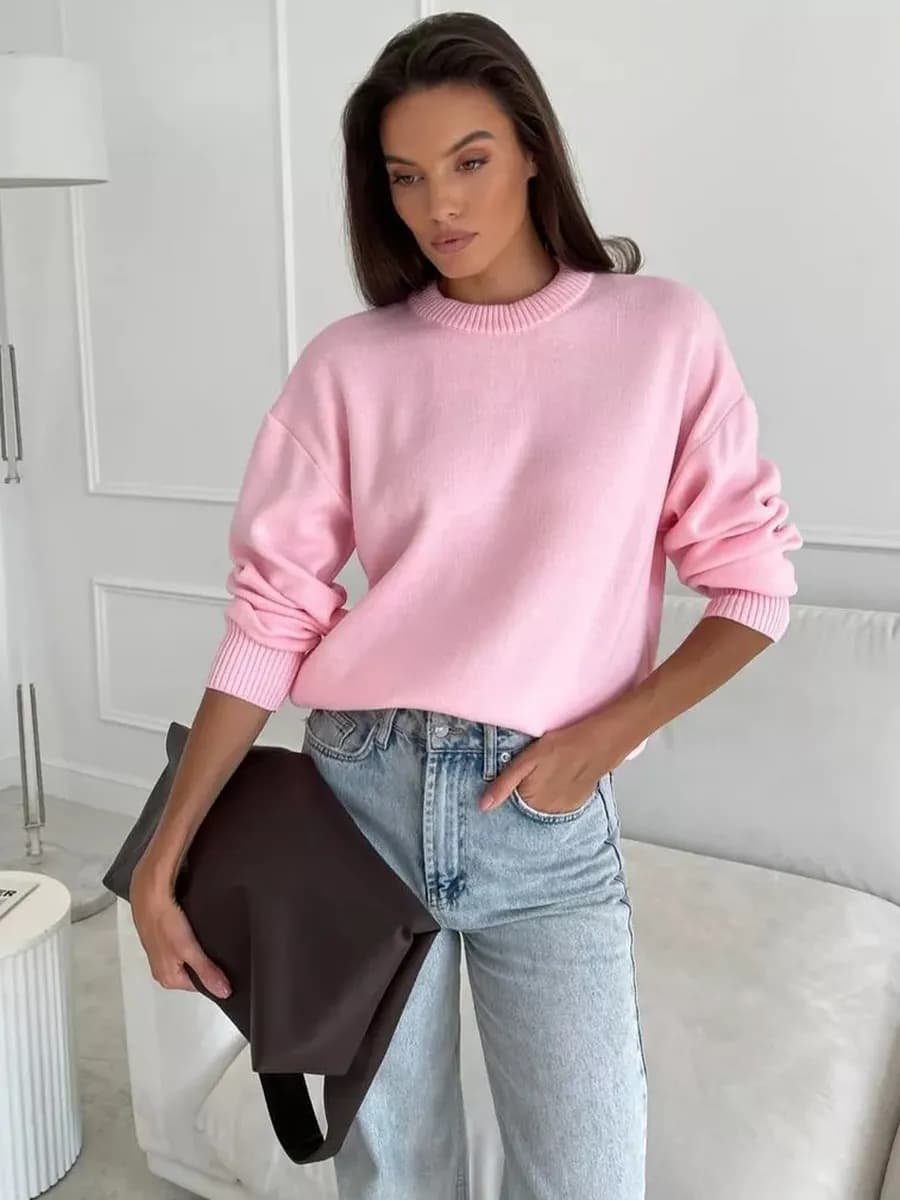 Джемпер вязаный теплый оверсайз