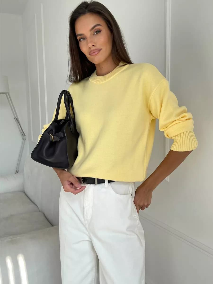 Джемпер вязаный теплый оверсайз - фото 1