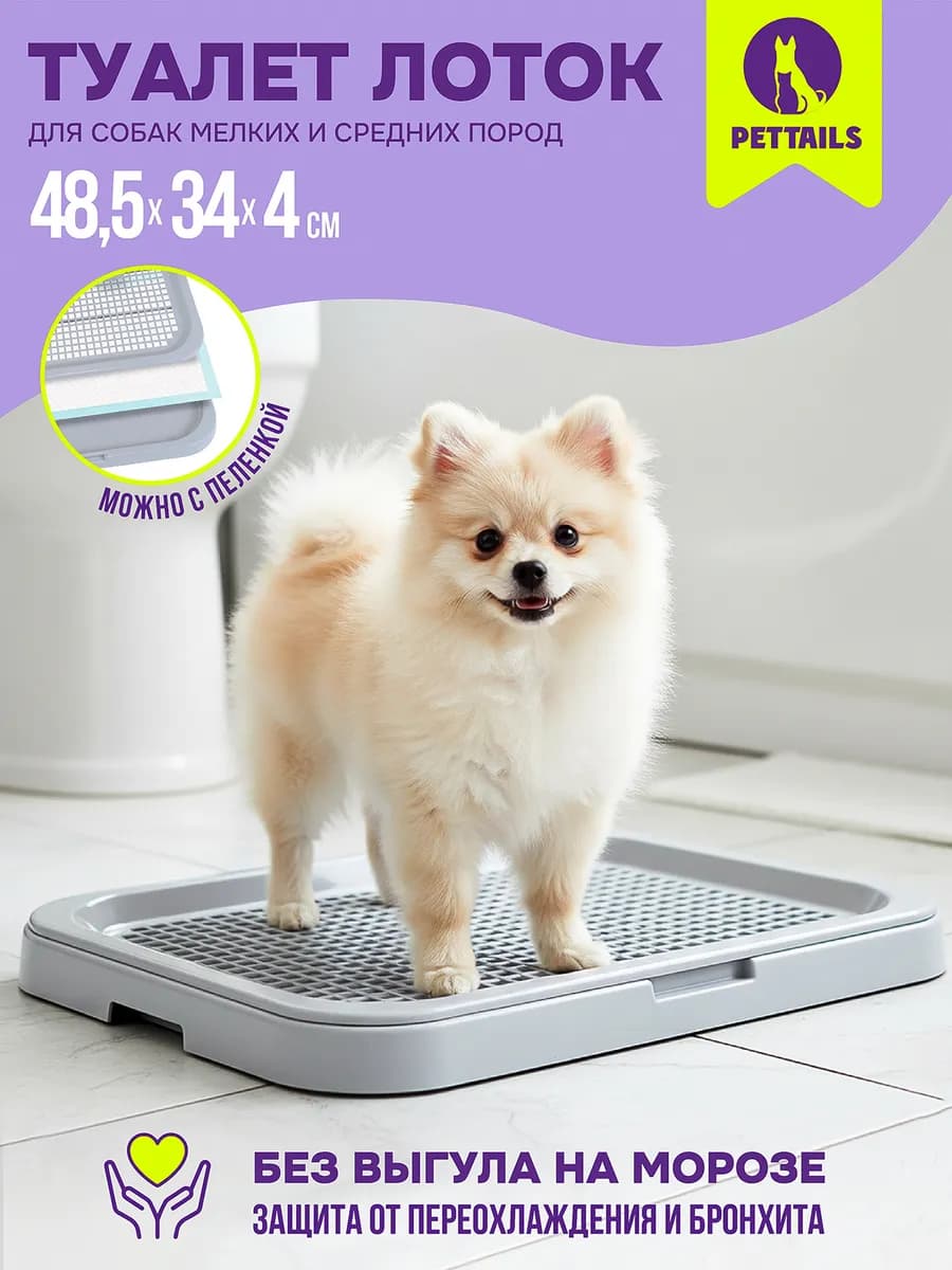 Туалет лоток для собак с сеткой под пеленку 48,5*34*4см