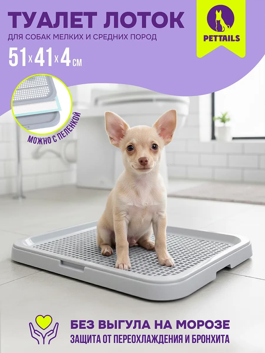 Туалет лоток для собак с сеткой под пеленку 51*41*4см