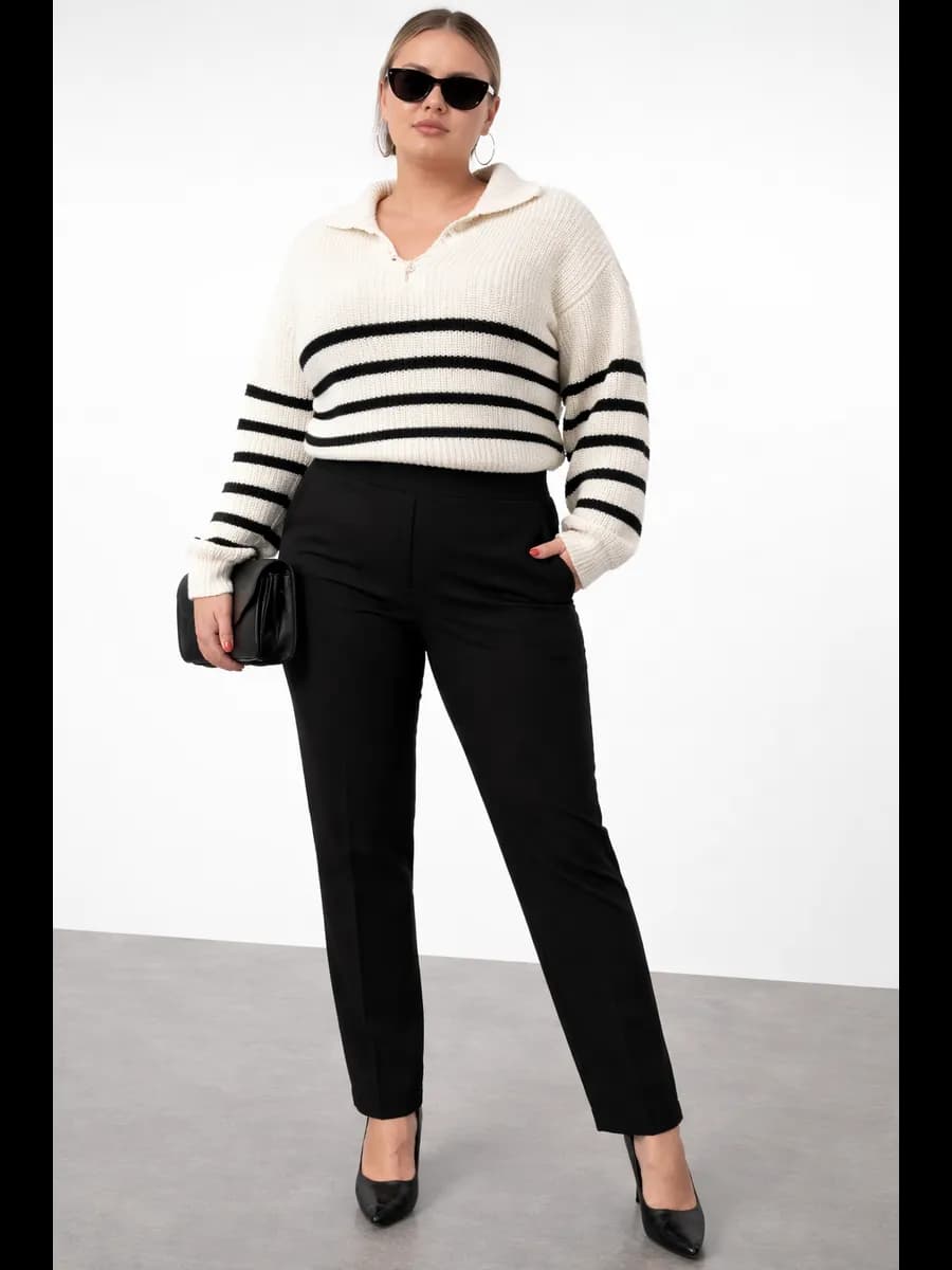 Брюки классические утепленные на резинке большой размер