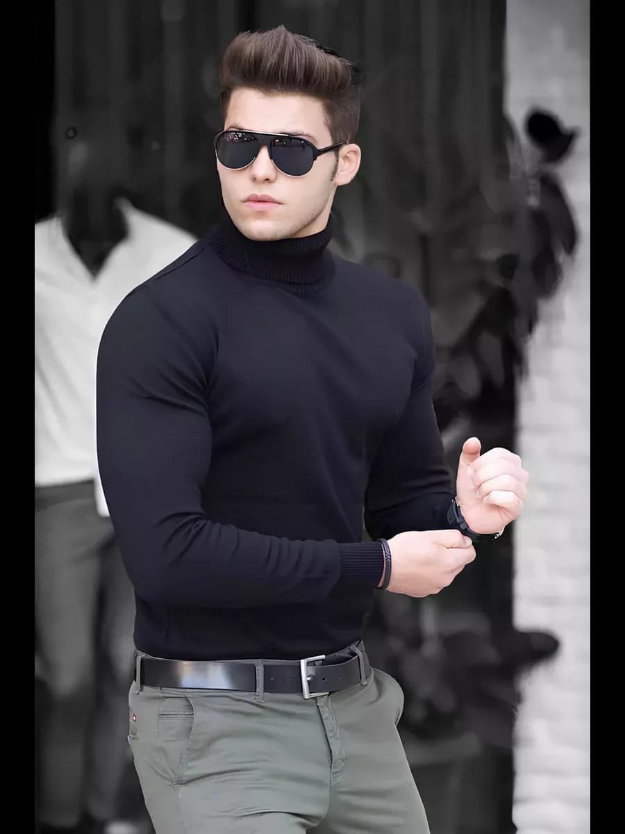 Cвитер джемпер вязаный тонкий с горлом