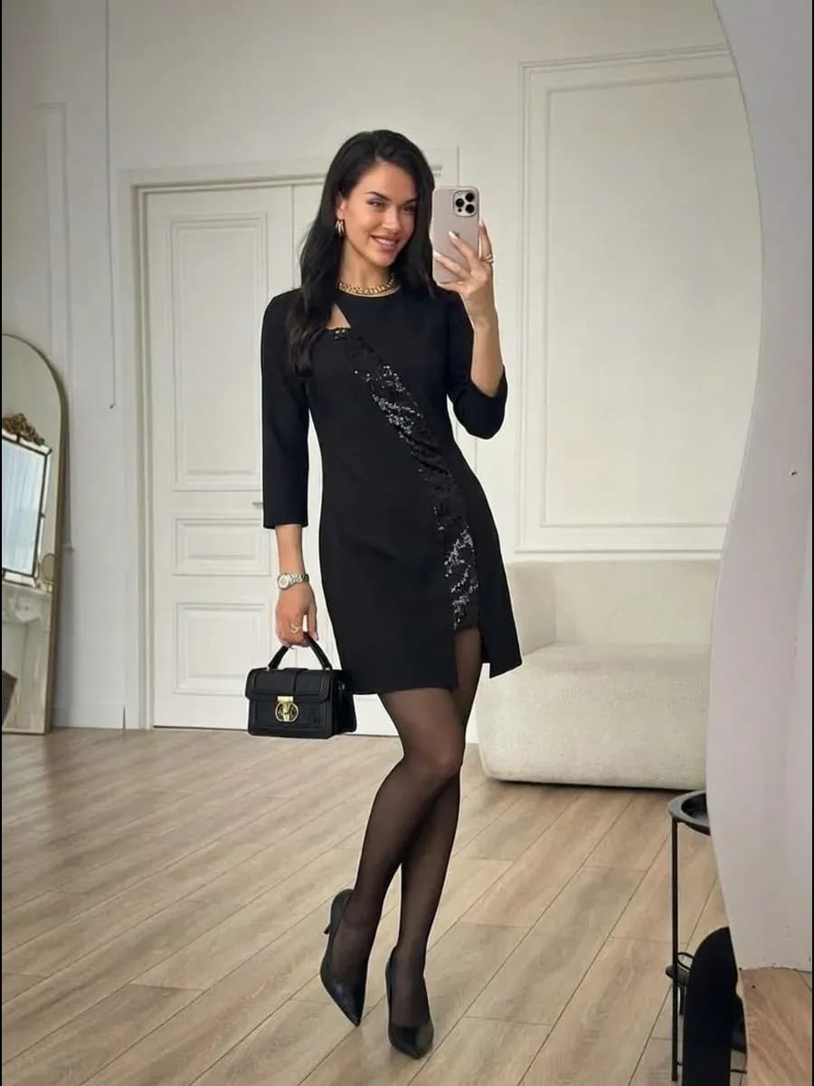 Платье вечернее праздничное с пайетками короткое