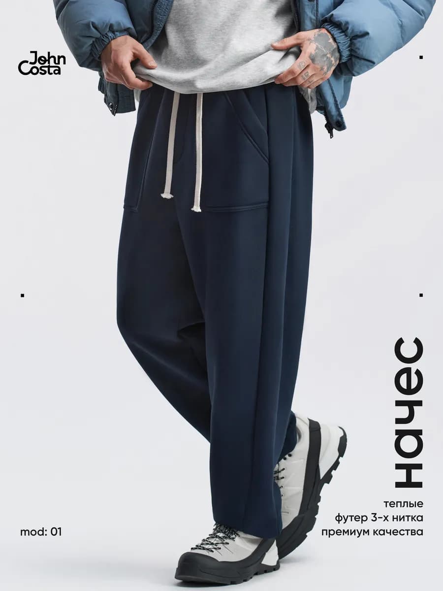Утепленные спортивные брюки с начесом М01