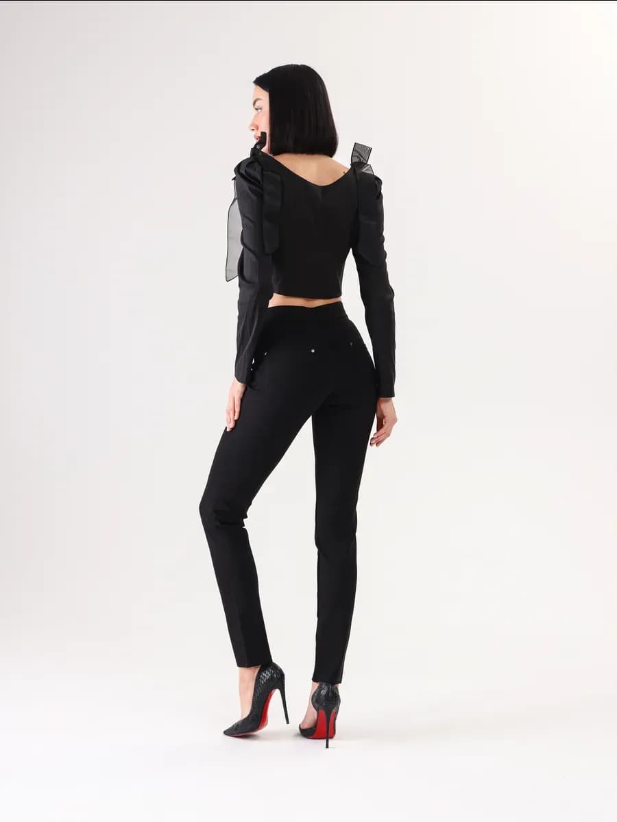 Брюки трикотажные классические с высокой посадкой штаны