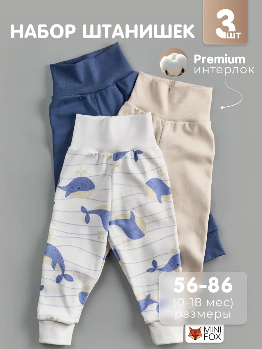 Набор штанишек ползунков для новорожденных в рубчик