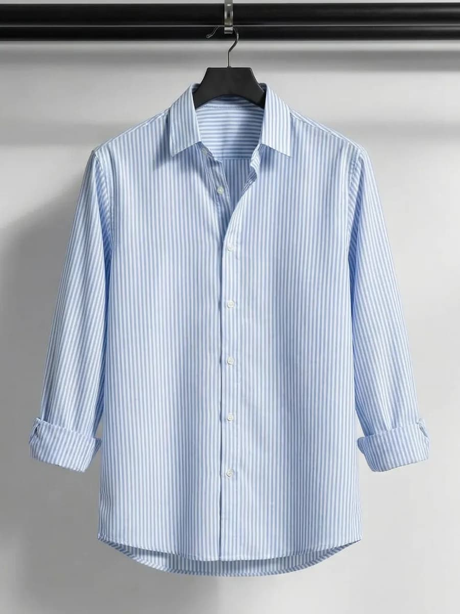 Рубашка классическая с длинным рукавом в полоску