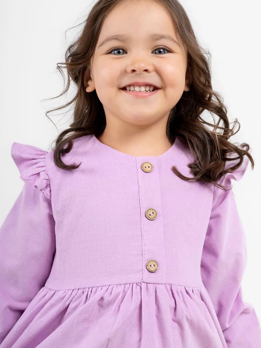 Платье вельветовое нарядное с рюшами в садик