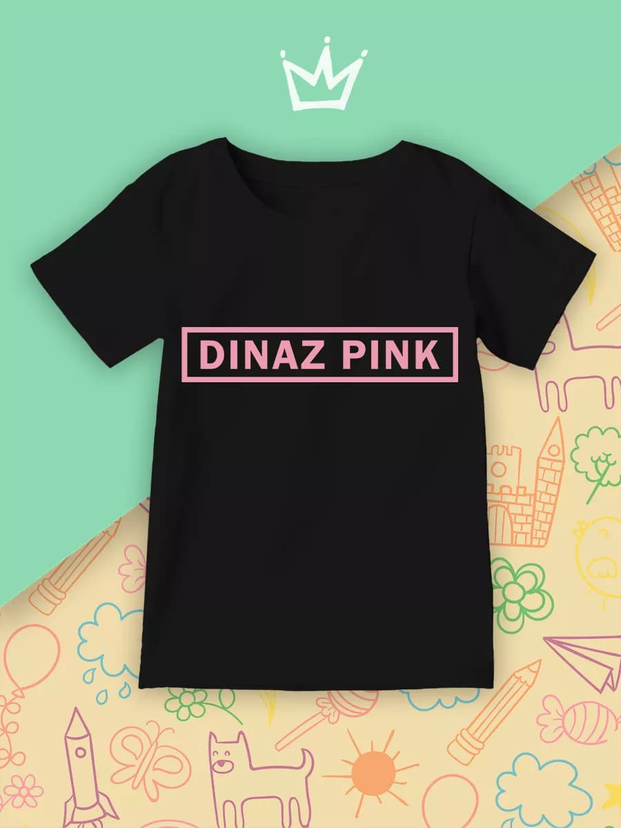 Детская футболка Dinaz Pink Розовый Текст Минимализм Черная