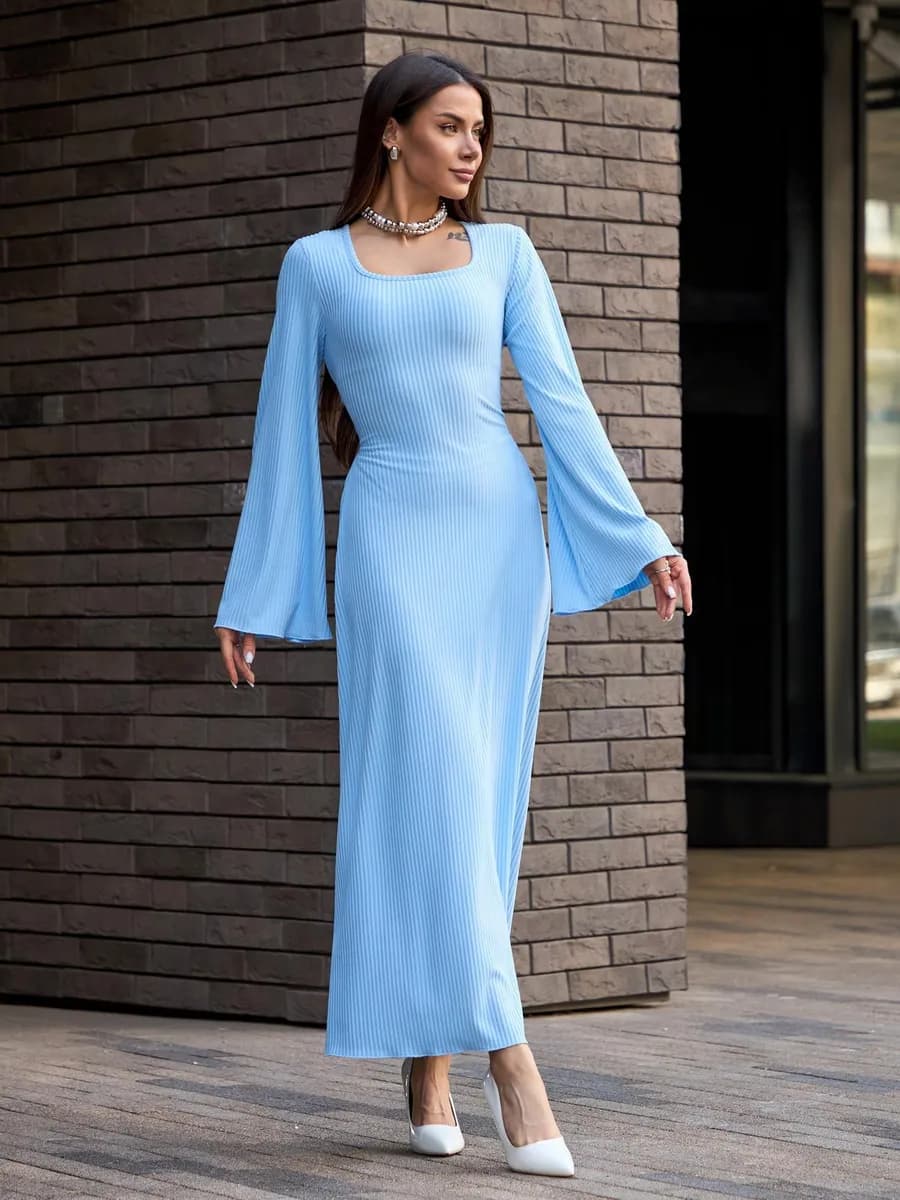 Осеннее платье лапша вечернее с завязками - фото 1