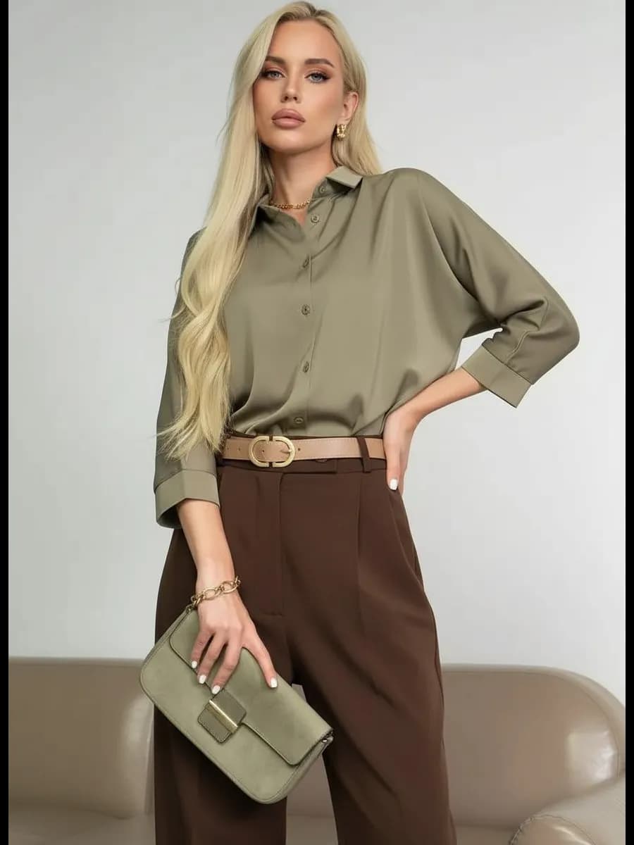 Блузка рубашка офисная шелковая