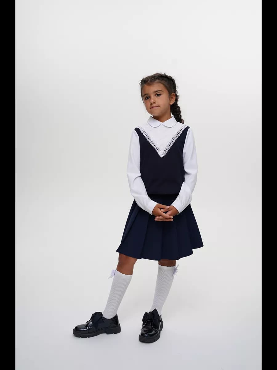 Блузка обманка для девочек с длинным рукавом