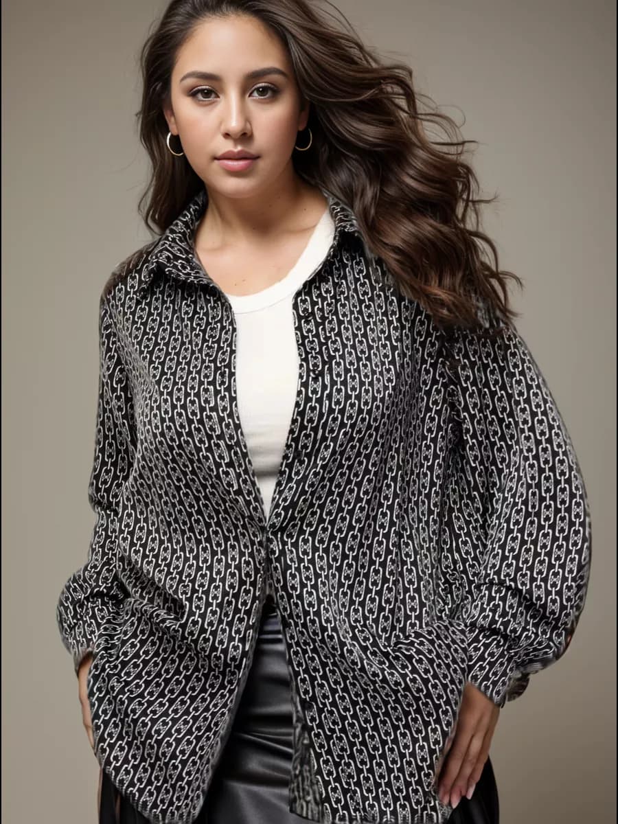 Рубашка оверсайз шелковая нарядная больших размеров - фото 1