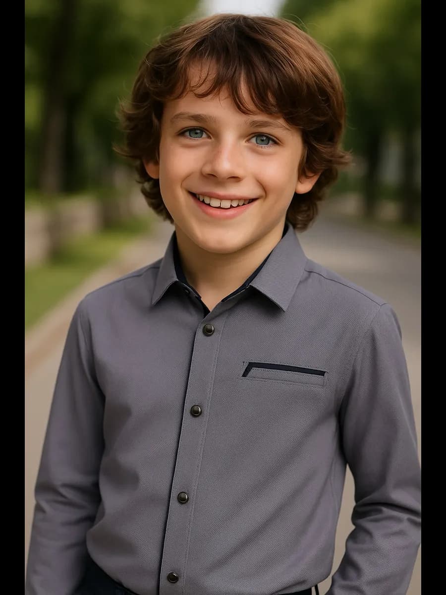 Рубашка школьная на кнопках приталенная - фото 1