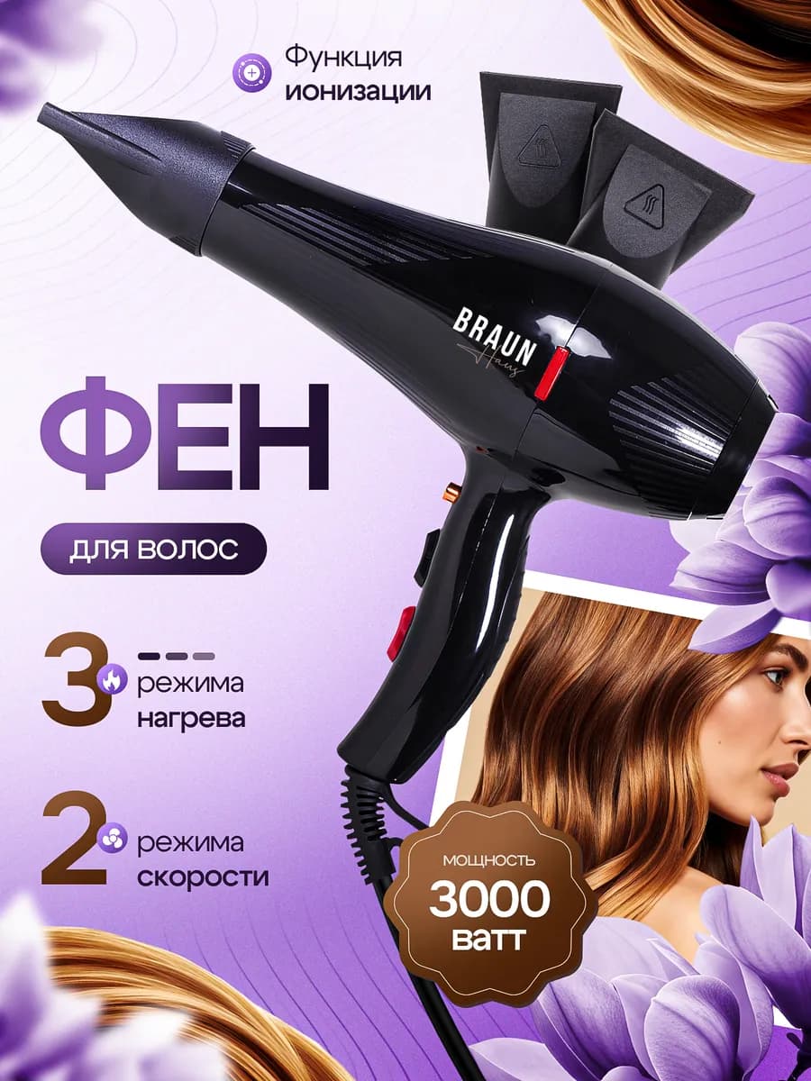 Фен для волос профессиональный мощный