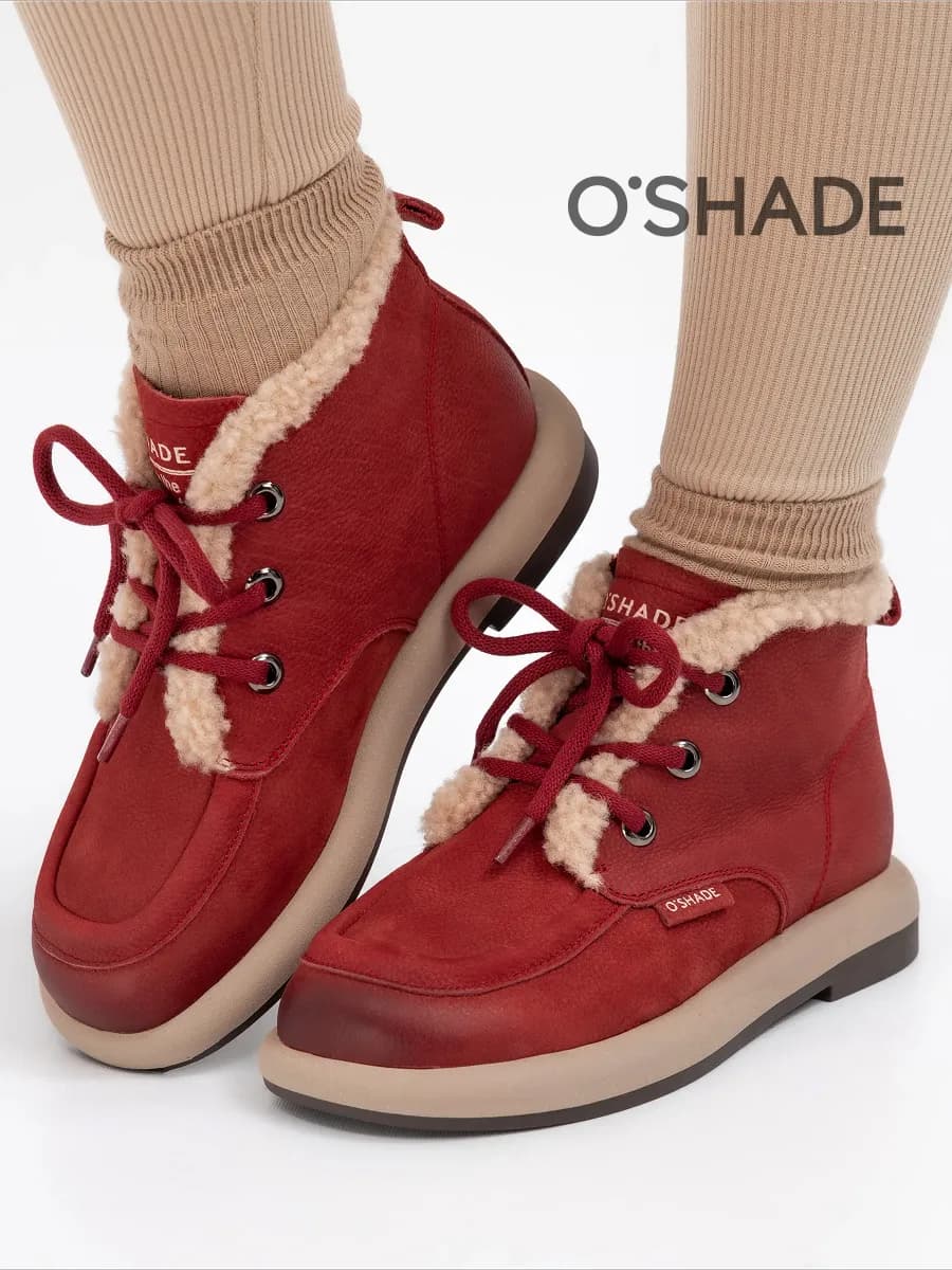 Ботинки женские зимние красные