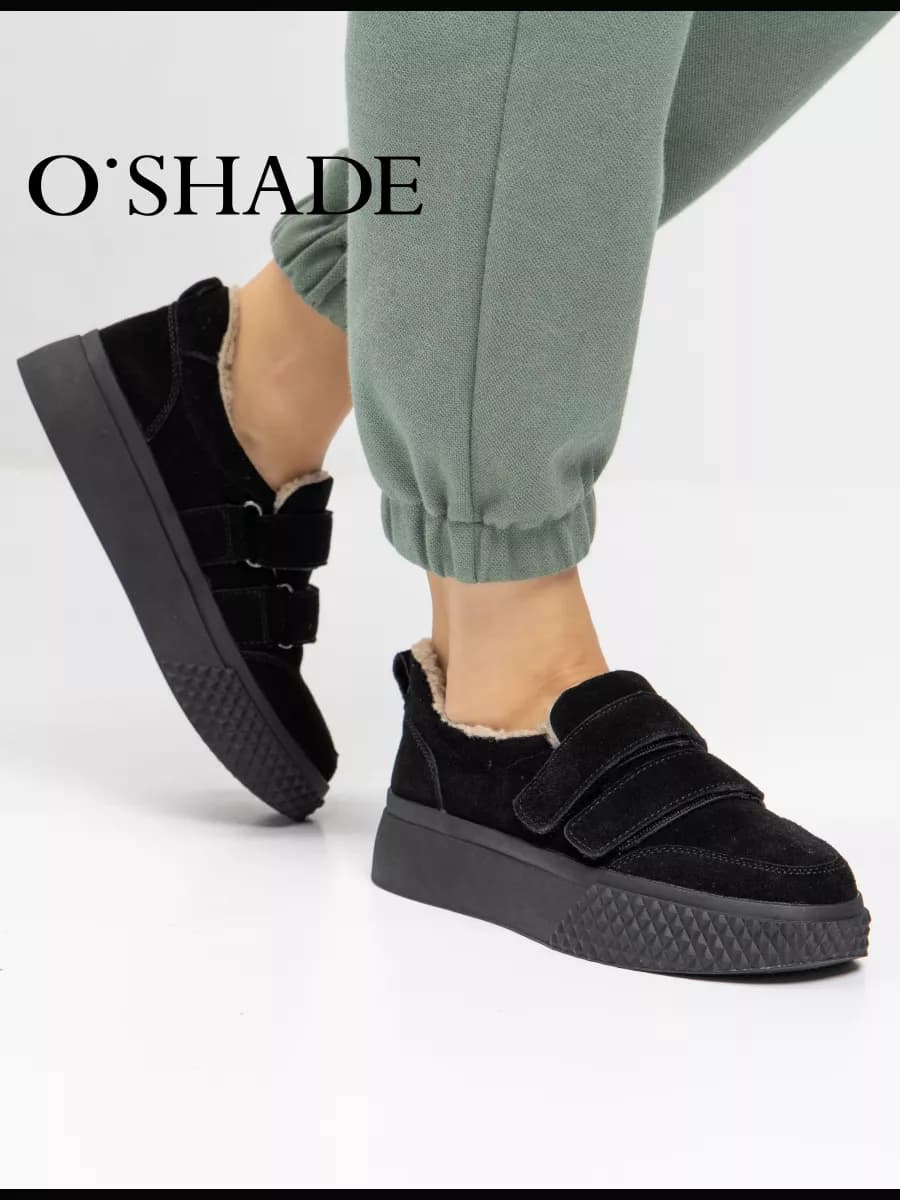 Полуботинки черные женские зимние