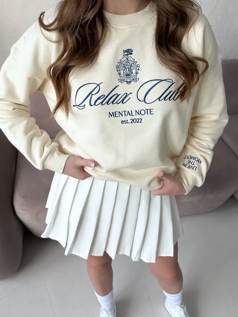 Свитшот оверсайз с начесом с принтом