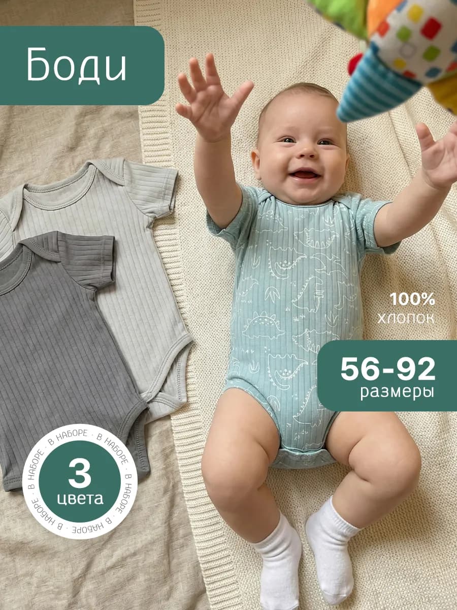 Боди для новорожденных с коротким рукавом