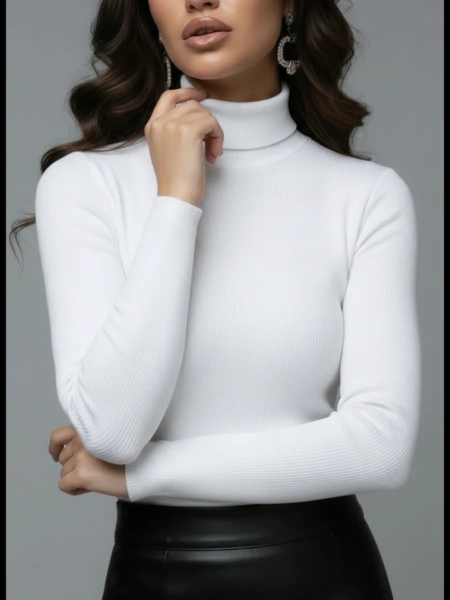 Водолазка с горлом с длинным рукавом в рубчик