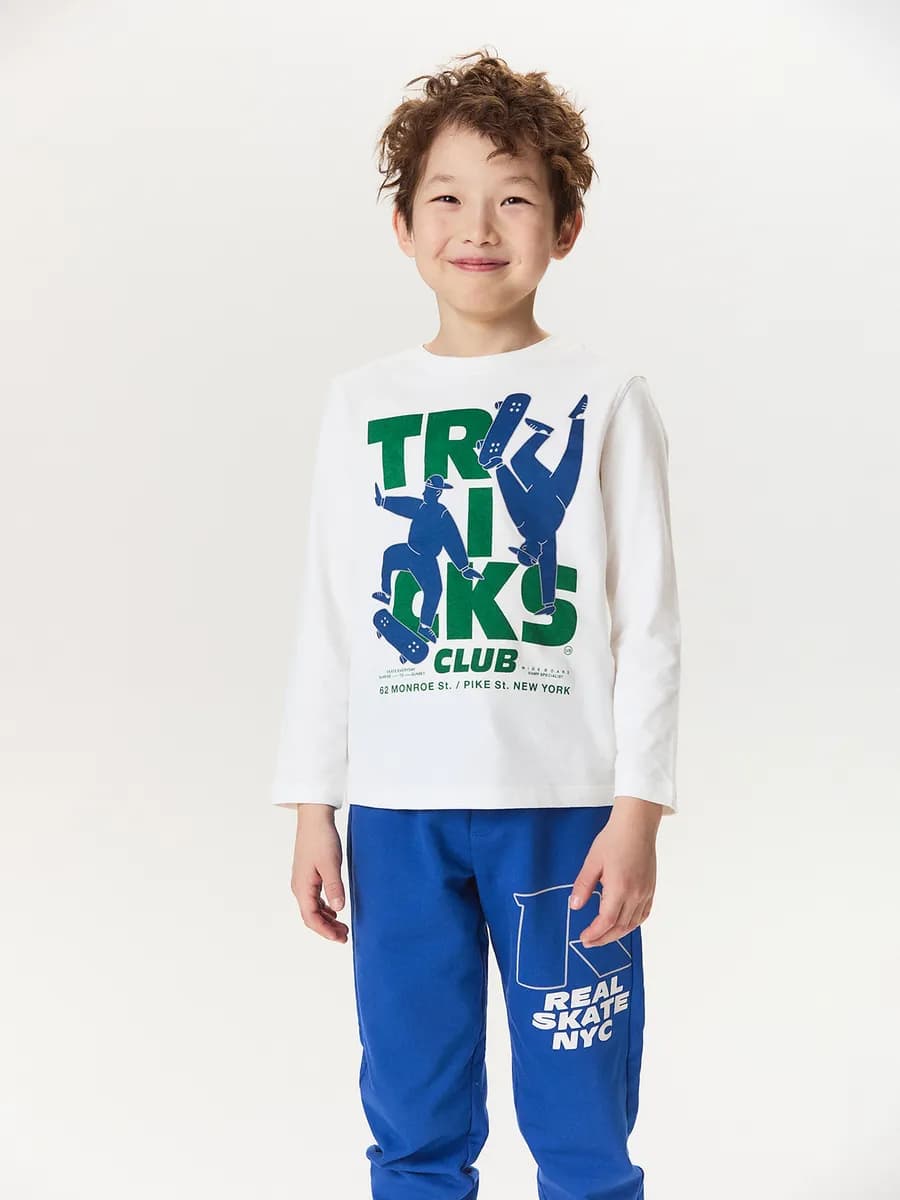 Лонгслив базовый со светоотражающим принтом из хлопка