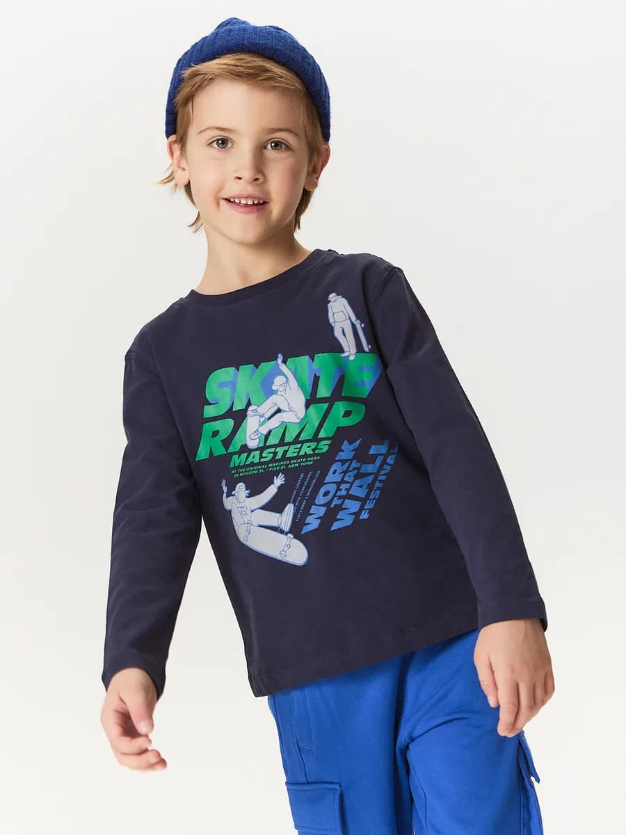 Лонгслив трикотажный со светоотражающим принтом их хлопка