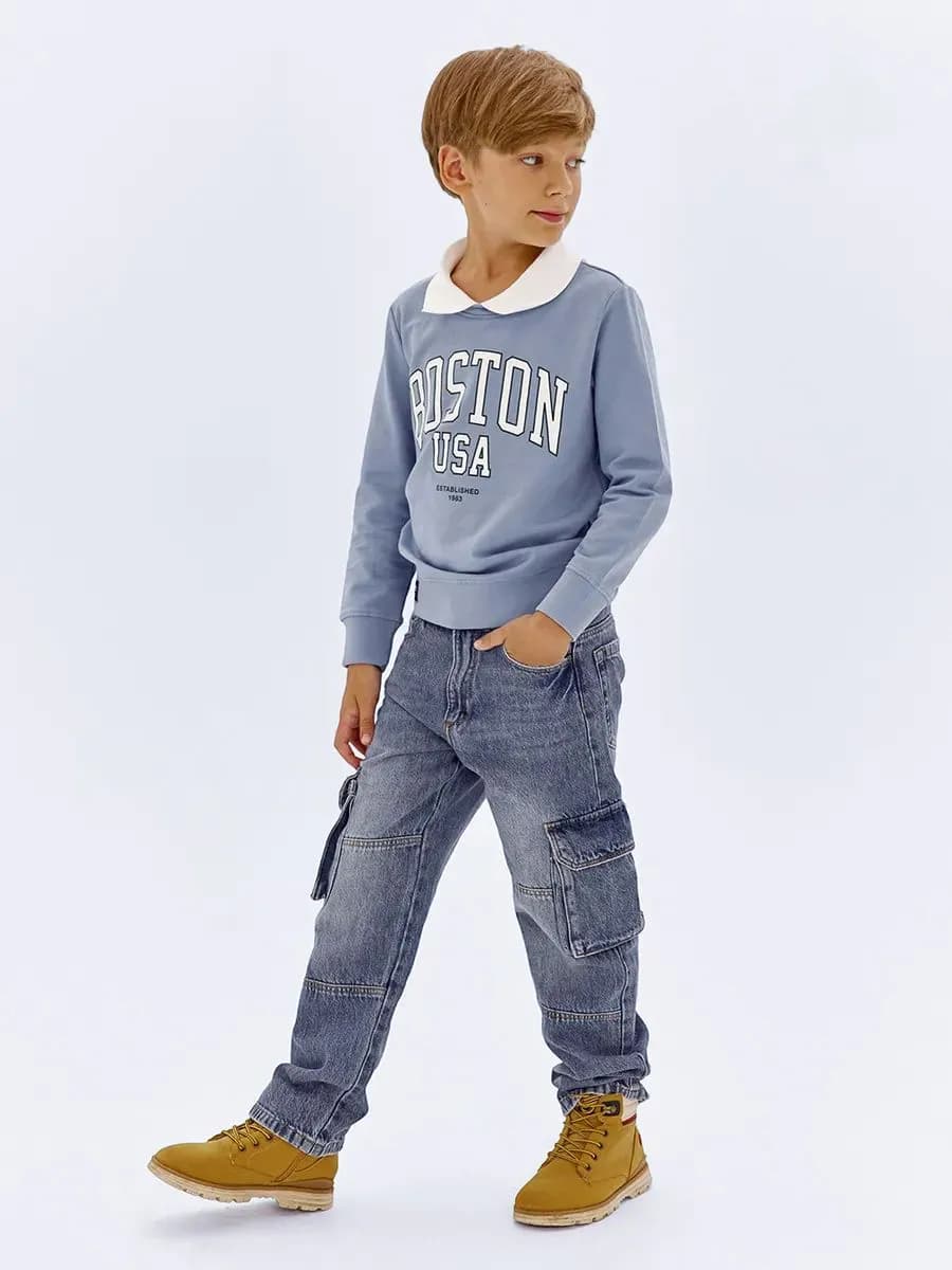 Джинсы карго прямые с карманами