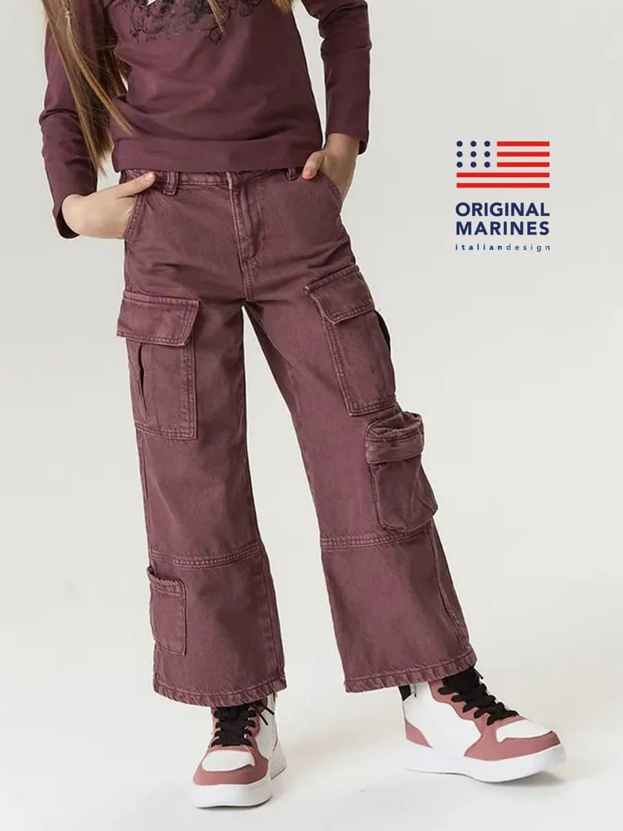 Брюки карго хлопковые широкие из твила