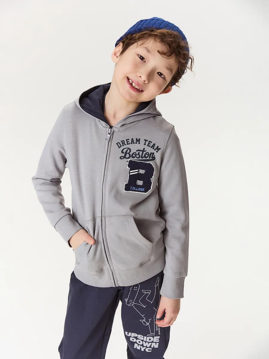 Толстовка на молнии с капюшоном трикотажная