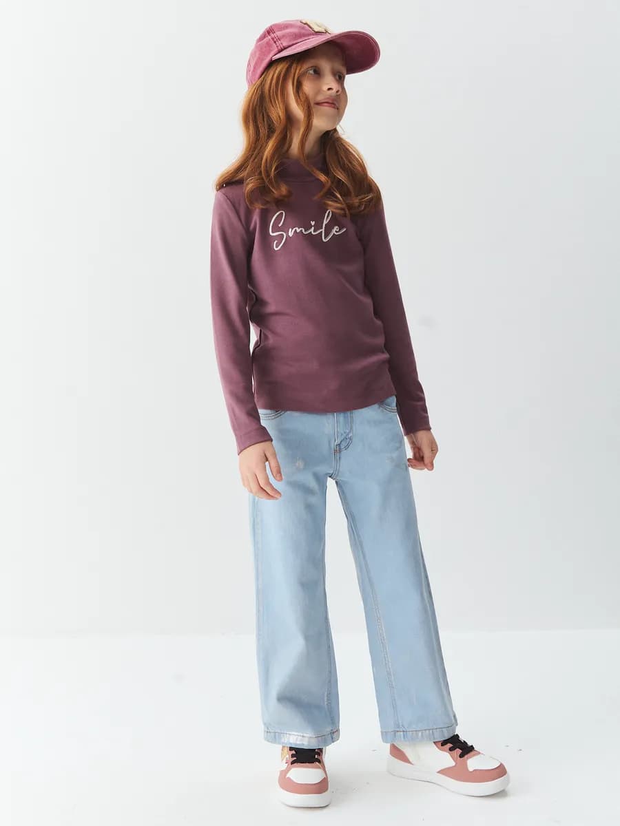 Джинсы блестящие прямые