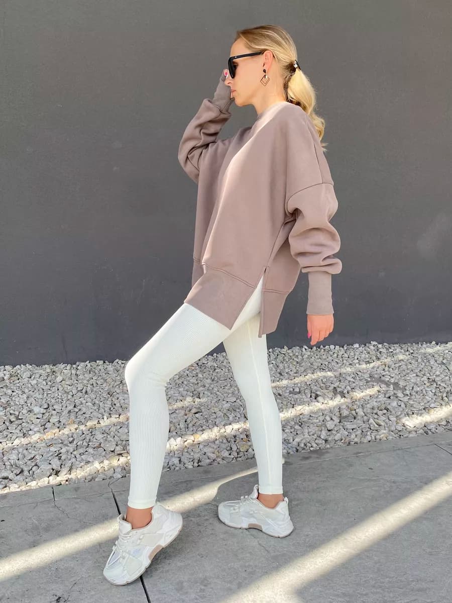 Свитшот оверсайз удлиненный с начесом "барашек"