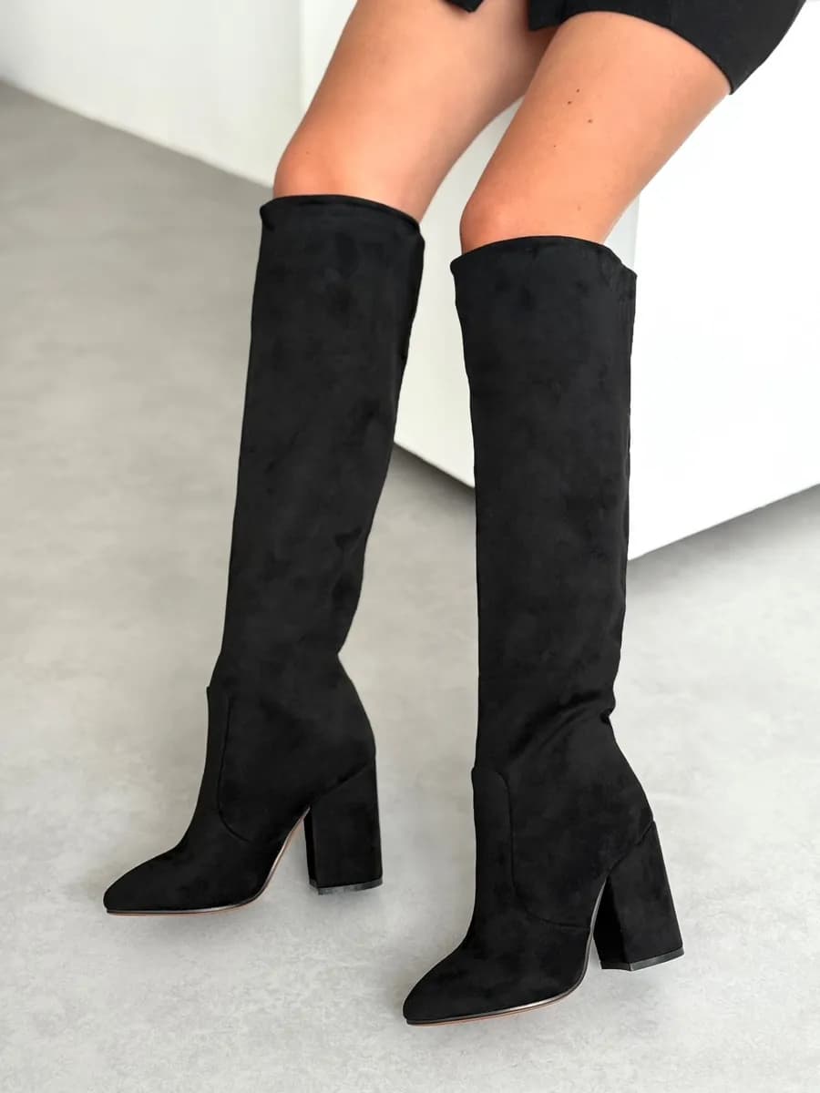 Сапоги трубы высокие демисезонные на каблуке