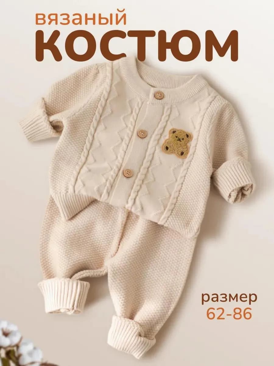 Вязаный костюм для новорожденного малыша