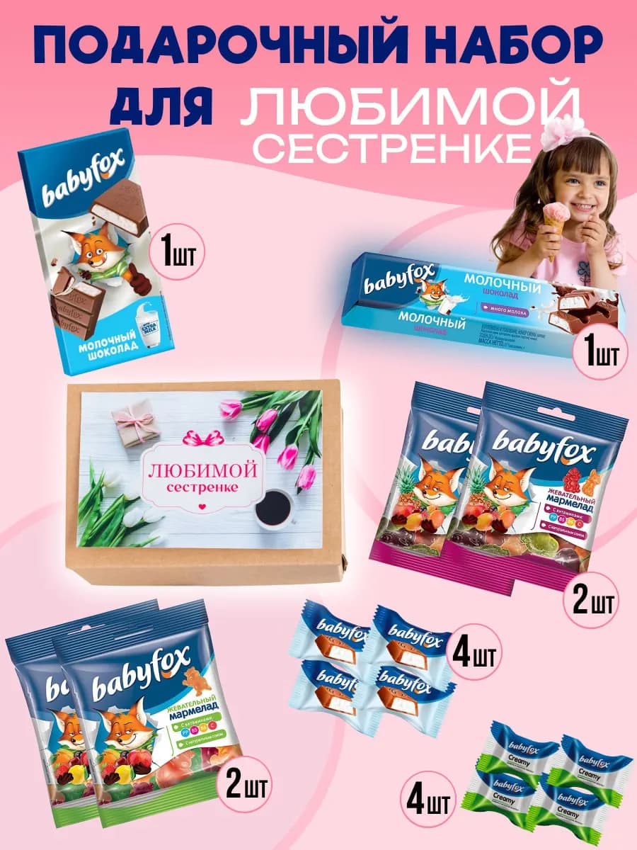 Любимой сестренке вкусный подарок набор конфет