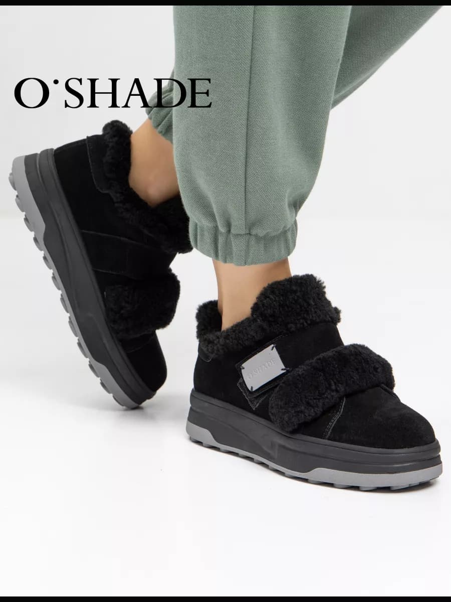 Полуботинки женские зимние черные