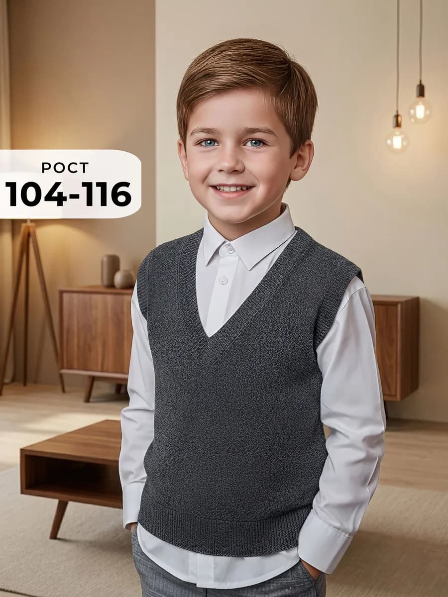 Жилет школьный трикотажный безрукавка утепленная