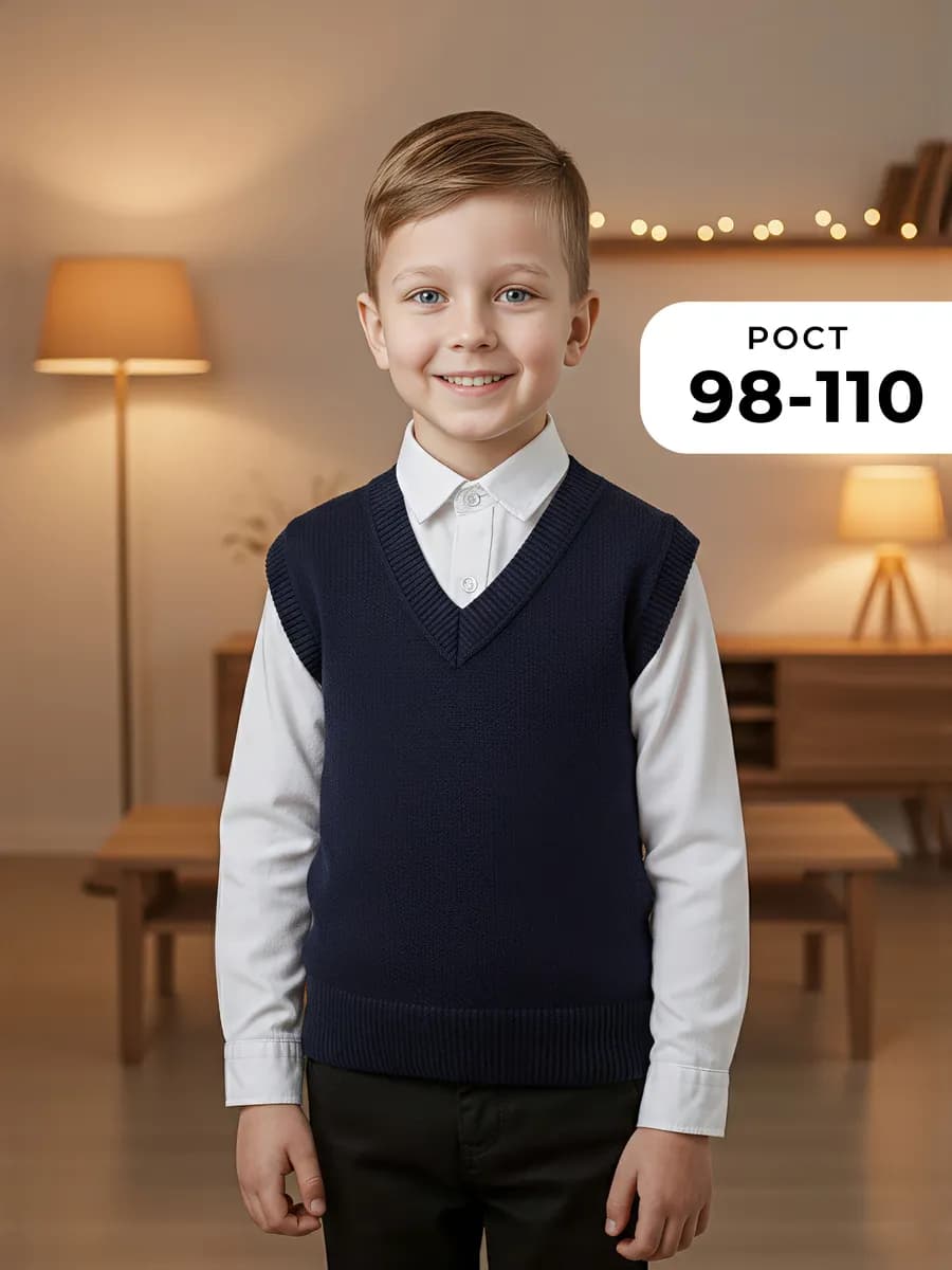 Жилет школьный трикотажный безрукавка утепленная