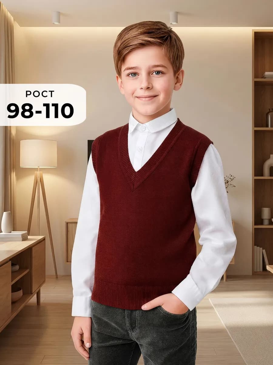 Жилет школьный трикотажный безрукавка утепленная
