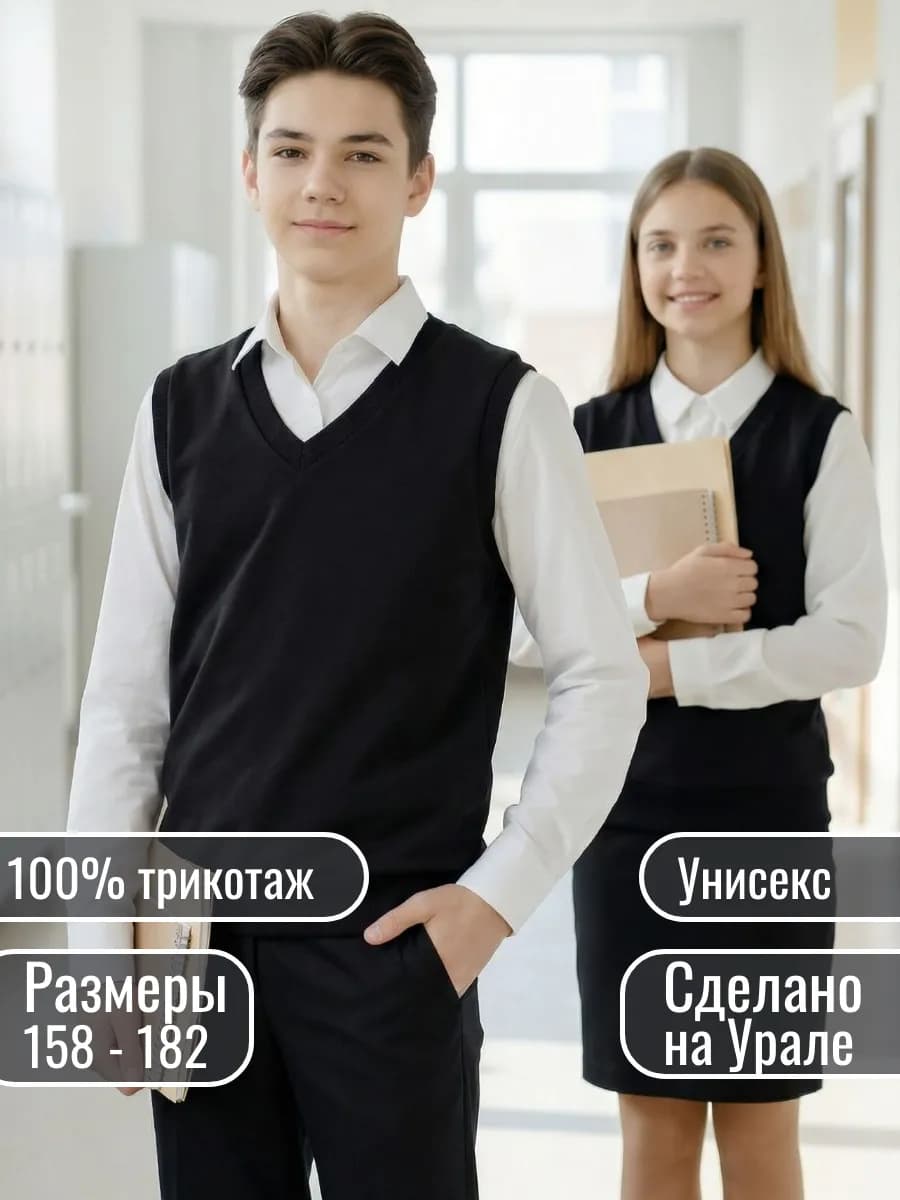 Жилет школьный трикотажный без пуговиц