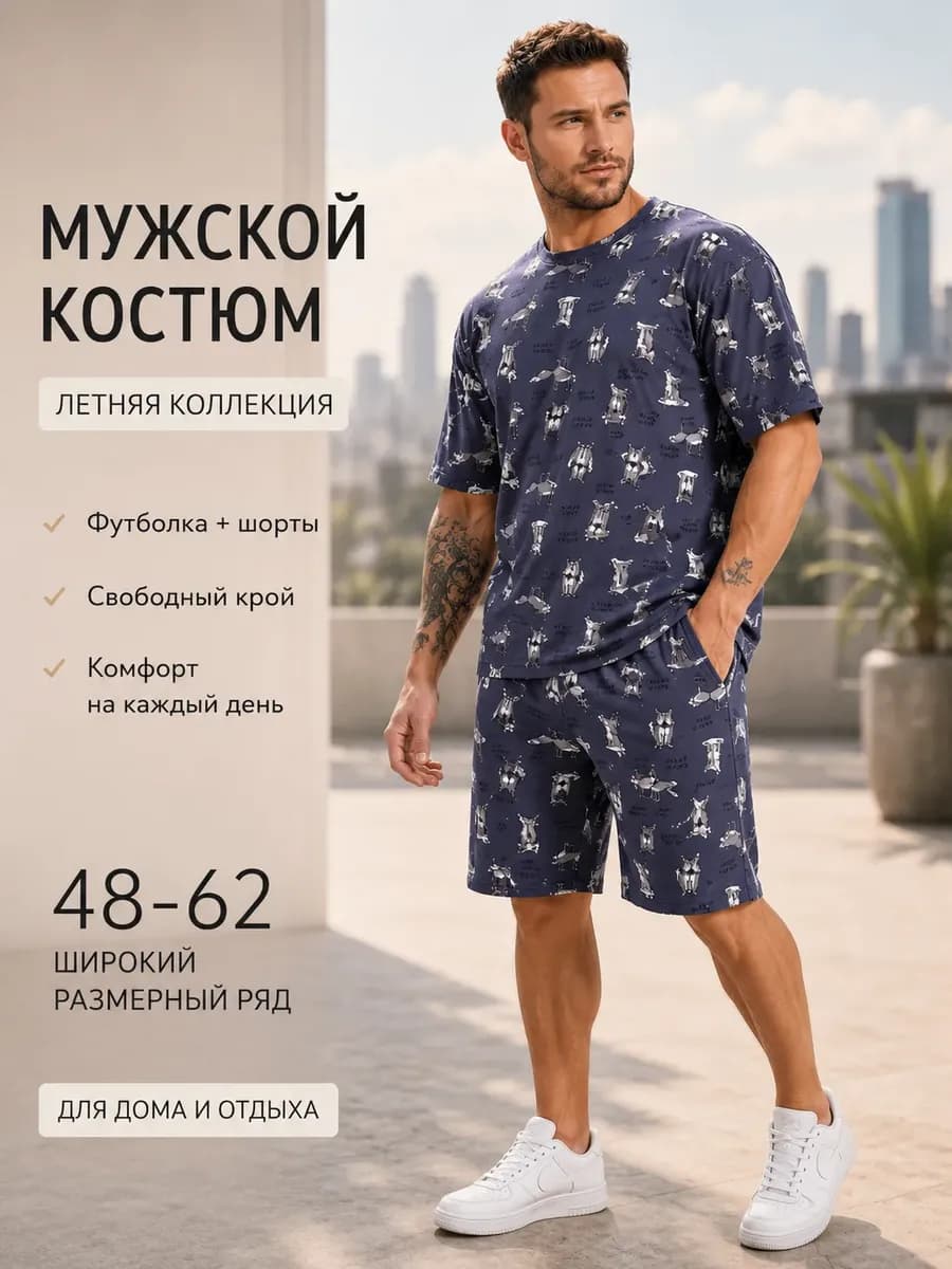 Костюм с шортами и футболкой домашний