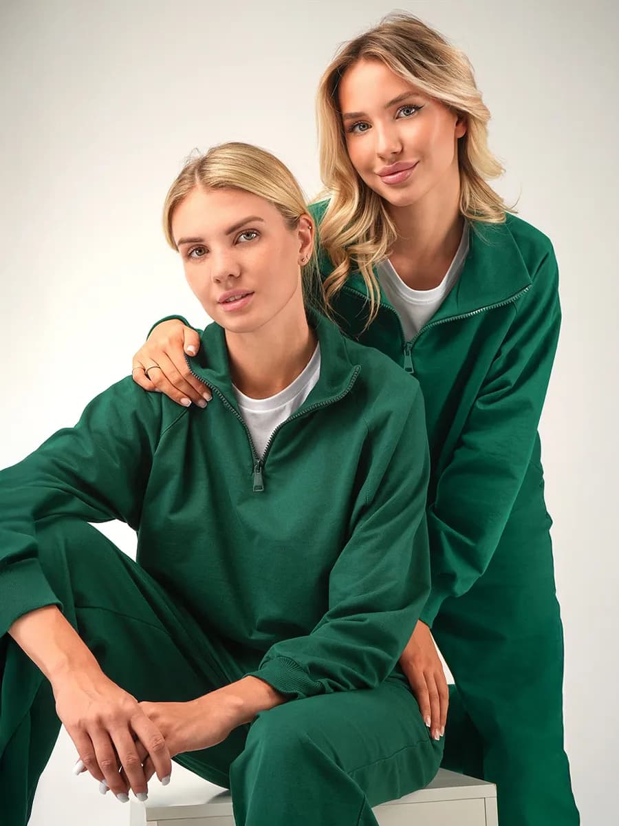 Костюм спортивный с брюками хлопковый - фото 1