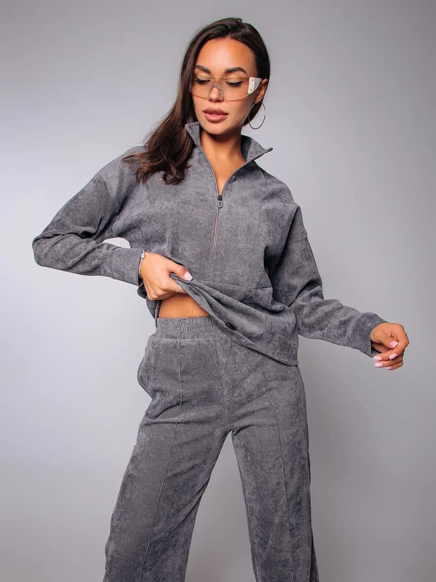 Костюм 2 в 1 вельветовый оверсайз на молнии осенний