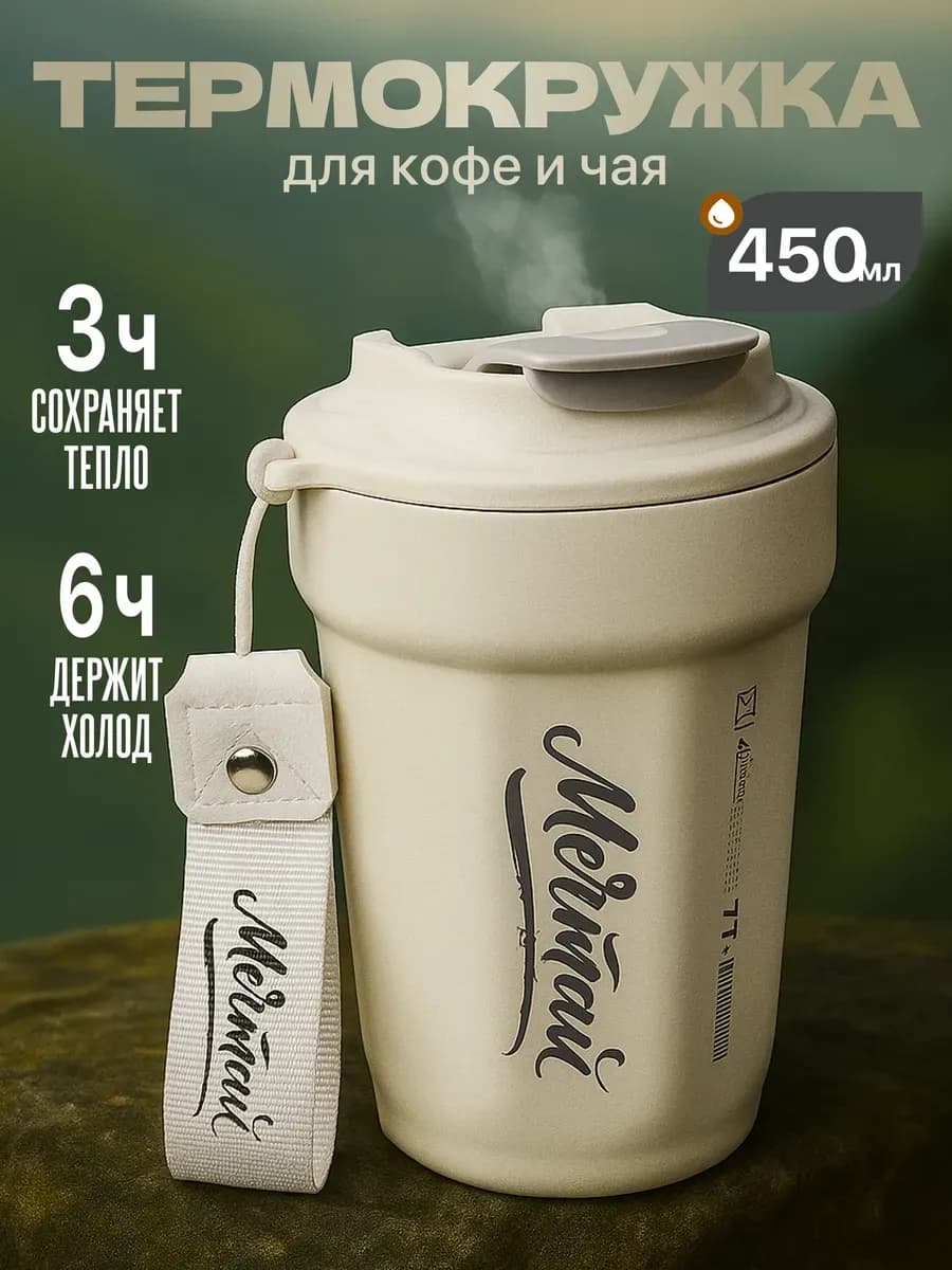 Термокружка для кофе и чая автомобильная 450 мл термос
