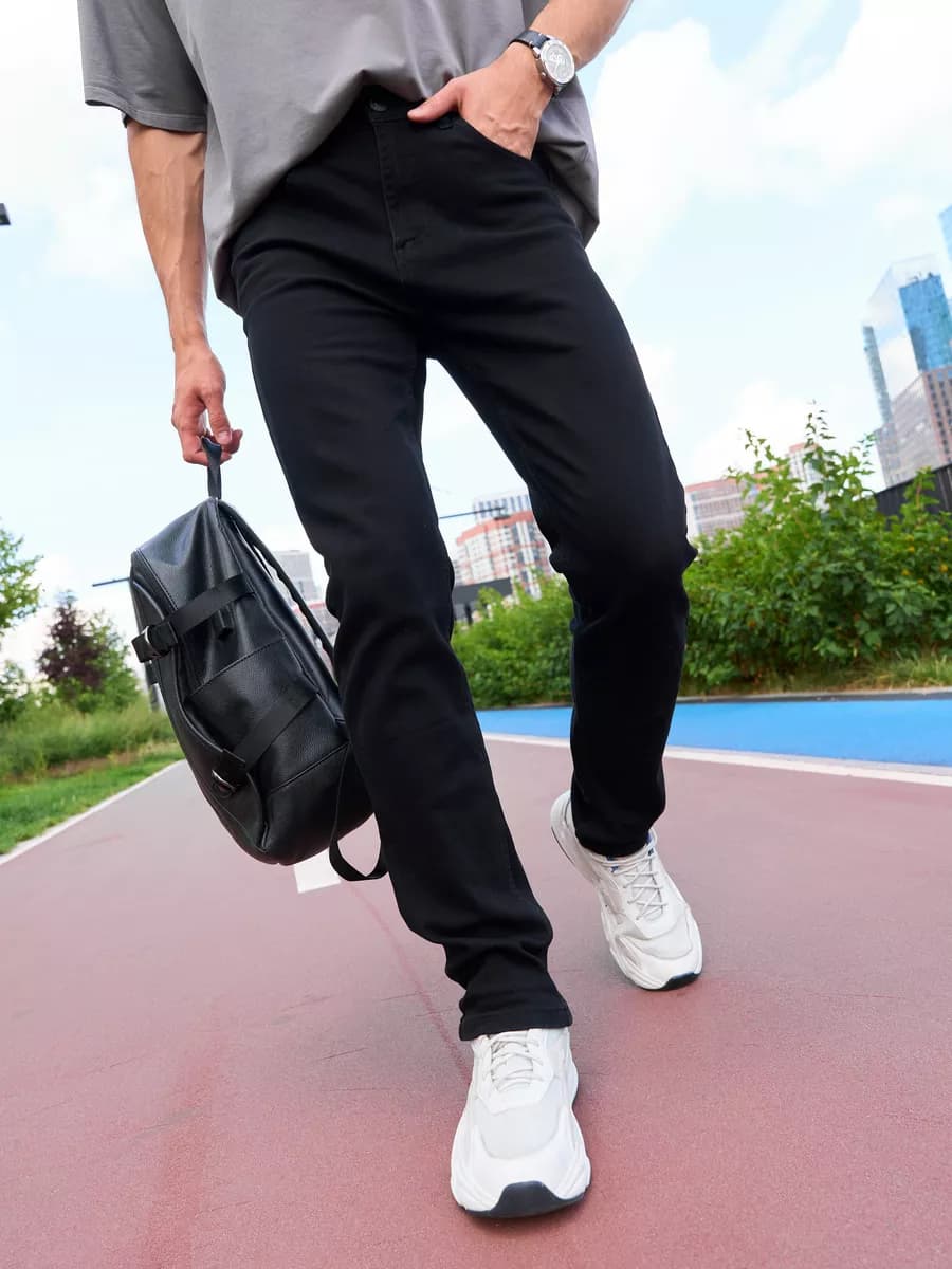 Джинсы мужские прямые классические брюки офис