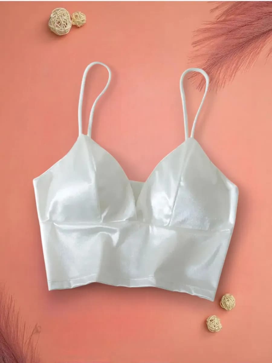 топ с чашечками атласный - фото 1