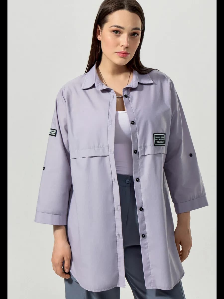 Женская рубашка из хлопка удлиненная - фото 1