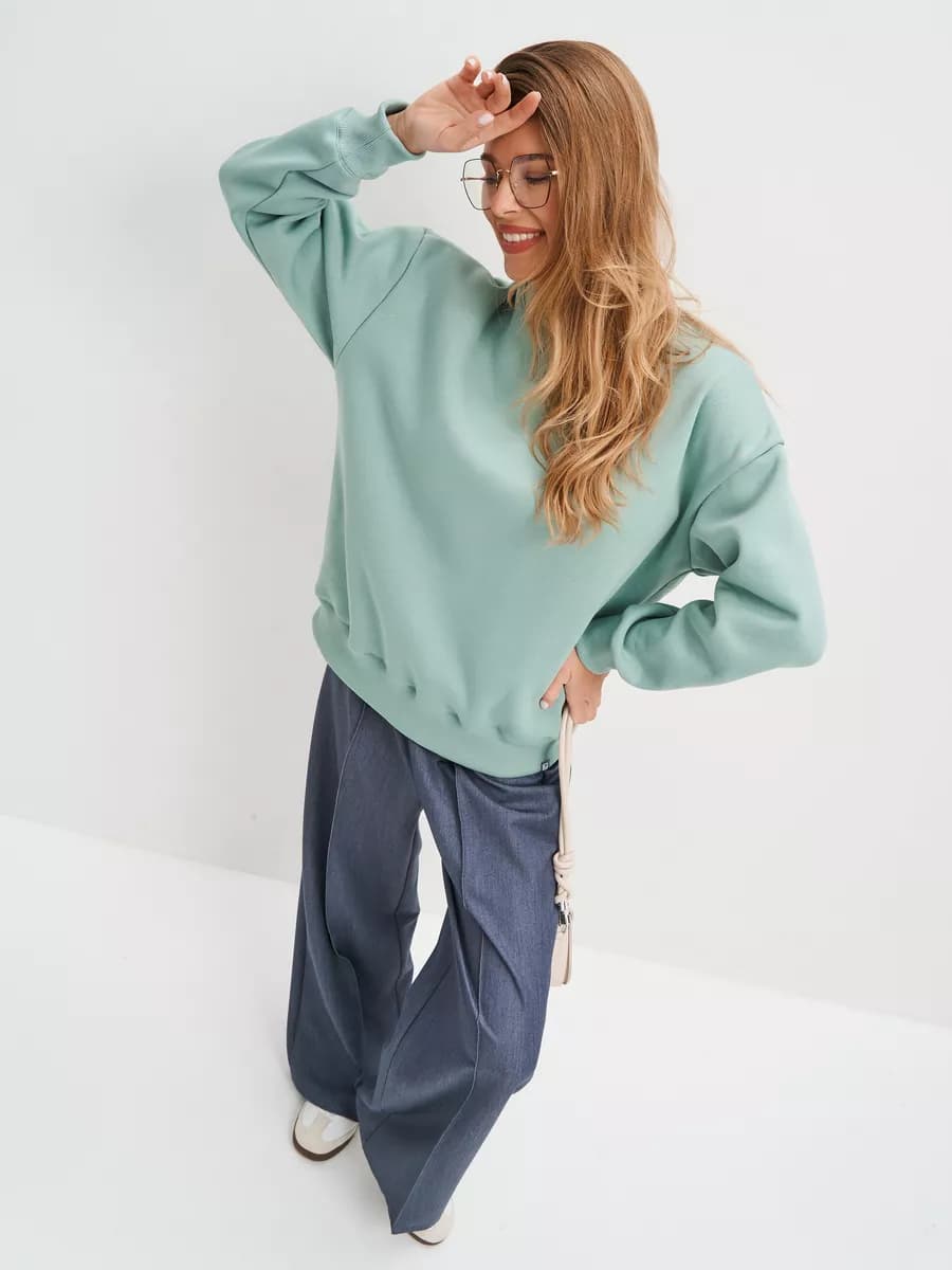 Свитшот из футера с начесом оверсайз