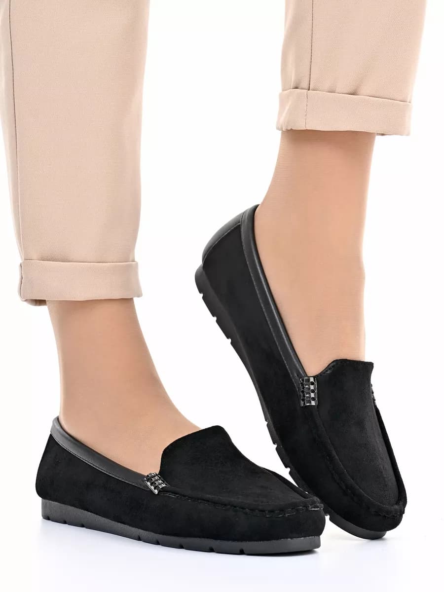 Мокасины черные топсайдеры замшевые